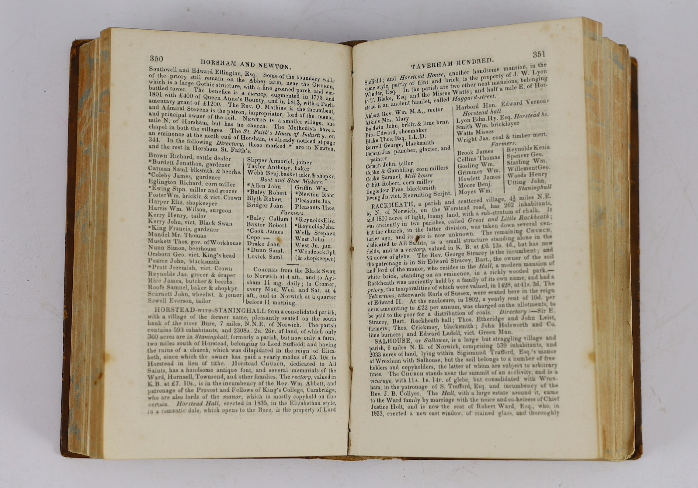 NORFOLK: White, William - History, Gazeteer, and Directory, of Norfolk, and the .... City of Norwich.... old gilt calf with marbled edges. Sheffield: printed for the Author....1836